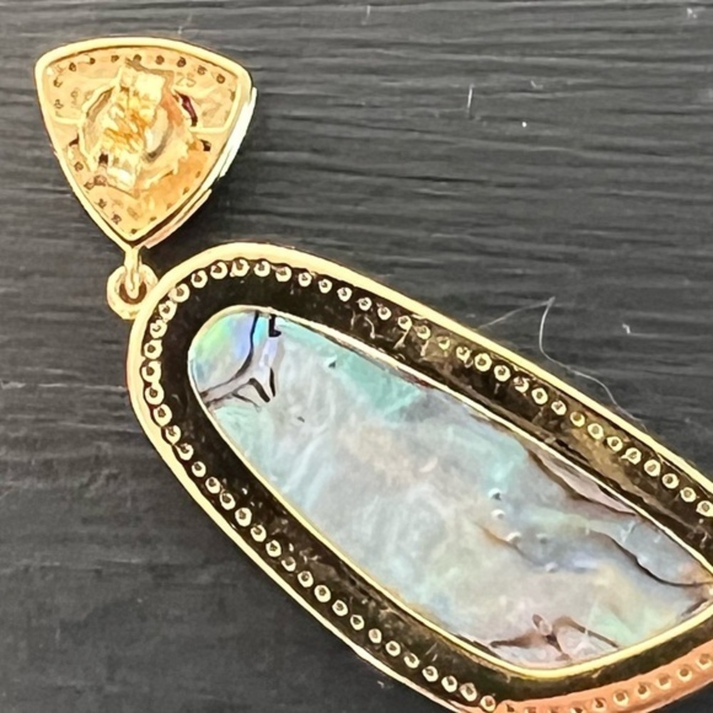 Savvy Cie Abalone 14k gold plated drop earrings NWT - Picture 4 of 7